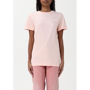 Pinko - Katoenen T-shirt - Roze - 100% Katoen - Geribbelde Kraag