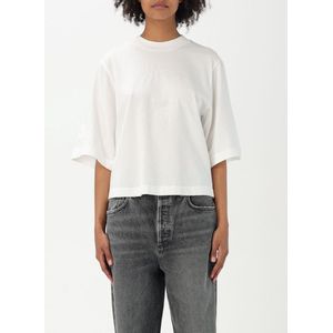 Pinko - T-shirt - Beige - Katoen - Logo Geborduurd