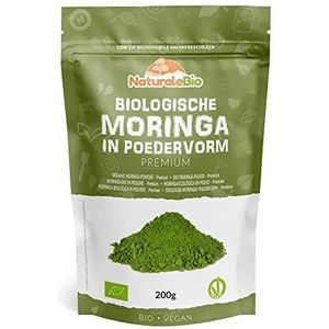 Biologisch Moringa Oleifera in Poeder - Premiumkwaliteit - 200g. Bio, Natuurlijk en Zuiver. Geoogst blad van Moringa Oleifera. NaturaleBio