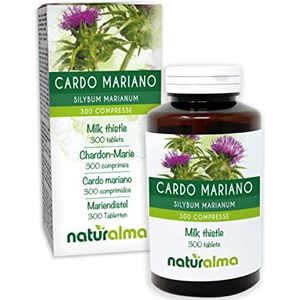 Mariadistel (Silybum marianum) kruid en vruchten Naturalma - 150 g - 300 tabletten - Voedingssupplement - Natuurlijk en Veganistisch