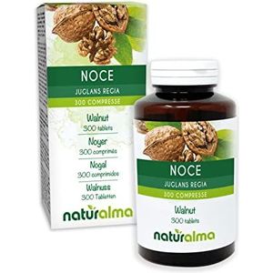 Walnoot of Okkernoot (Juglans regia) fruitschil of vruchtwand (walnootschil) en bladeren Naturalma - 150 g - 300 tabletten - Voedingssupplement - Natuurlijk en Veganistisch
