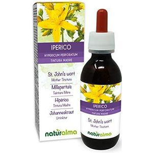 Sint-janskruid (Hypericum perforatum) kruid met bloemen Alcoholvrije moedertinctuur Naturalma - Vloeibaar extract druppels 120 ml - Voedingssupplement - Veganistisch