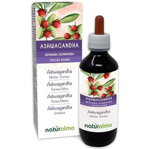 Ashwaganda of Indiase ginseng (Withania somnifera) wortels Alcoholvrije moedertinctuur Naturalma - Vloeibaar extract druppels 200 ml - Voedingssupplement - Veganistisch
