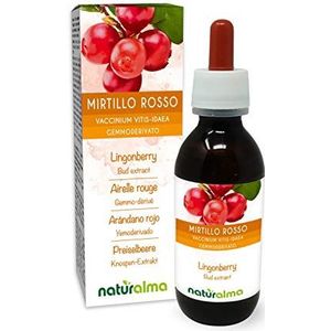 Rode bosbes of Vossenbes (Vaccinium vitis-idaea) Alcoholvrij extract van verse knoppen Naturalma - Vloeibaar extract druppels 120 ml - Voedingssupplement - Veganistisch