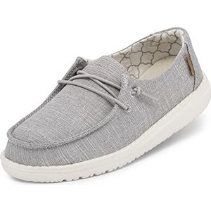Hey Dude Wendy Youth Moc Toe Schoenen voor meisjes, Linnen grijs, 30 EU