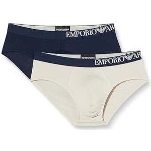 Emporio Armani Set van 2 bamboeslips Eco-viscose Soft Touch Slip voor heren, Naakt marineblauw