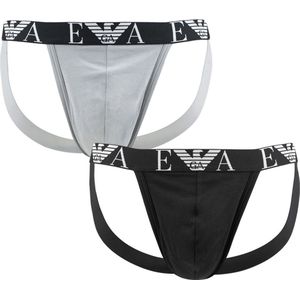 Emporio Armani Heren 2PACK Jockstrap String Slipje, Steen/Zwart, XL, Steen/Zwart, XL