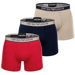 Emporio Armani Heren 3-Pack Boxer, Nude/Marine/ROOD, M (Pack van 3), Naakt/Marine/Rood, M
