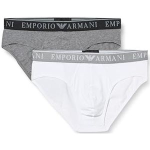 Emporio Armani Heren Stretch Katoen Endurance 2pack slip, Medium Melange Grijs/Wit, XL, Medium Melange Grijs/Wit, XL
