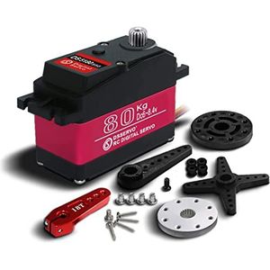 YUNIQUE GREEN-CLEAN-POWER - Servomotor DS5180 7.4V 80KG | Hoge Koppel Metaal | CNC Aluminium, Waterdicht | Geschikt voor RC Crawler, Robot, Auto 1/10, Aluminium