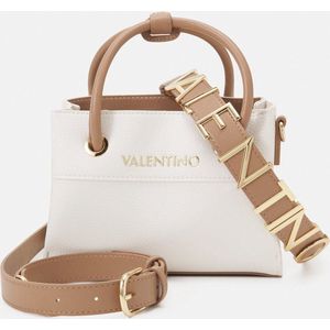 Valentino by Mario Valentino, Witte Rechthoekige Dames Tas met Gouden Valentino Inscriptie Wit, Dames, Maat:ONE Size