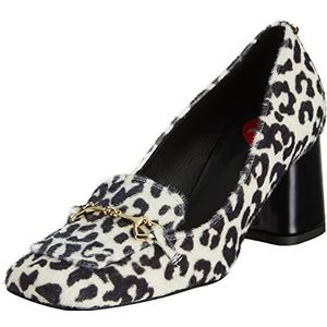 Love Moschino, Sneakers met luipaardprint van ponyhaar Wit, Dames, Maat:36 EU