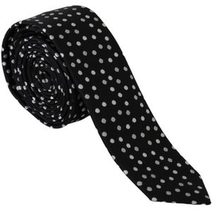 Dolce & Gabbana Heren stropdas zwart polka dots 100% zijde