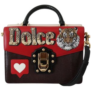 Dolce & Gabbana Vrouwen Multicolor Tas Lucia Tiger Patch Lederen Schouder Borse Bag