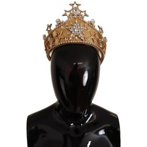 Dolce & Gabbana Gold Crystal Star Strass Crown Logo Women Tiara damesdiadeem