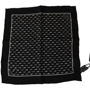 Sjaal Zwart Seahorse Print zijden zakdoek