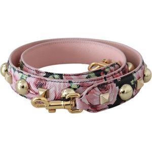 Dolce & Gabbana, Tassen, Dames, Roze, ONE Size, Leer, Roze Bloemen Gouden Studs Tas Acry Schouderband