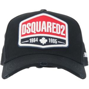 Dsquared2 Zwarte Verstelbare Cargo Baseball Cap met Logo Borduring , Black , Heren , Maat: ONE Size