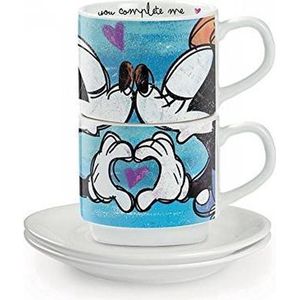 Egan PWM02I/B koffiekopjesset, Sweet Love, porselein, blauw, 2 stuks