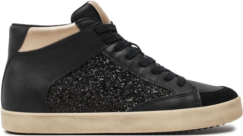 Sneaker - Zwart - High Top - Vetersluiting - Plateau Hak - Enkelhoog