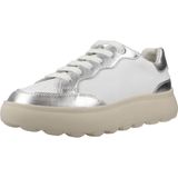 GEOX - SPHERICA EC4.1 Sneakers - Wit/Zilver - Nappa en Metallic Leer