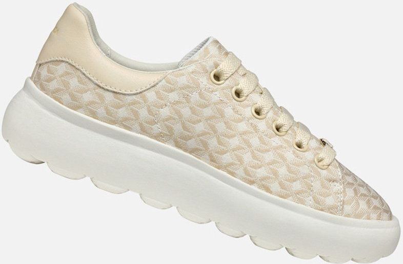 Geox - Spherica EC4.1 - Dames Sneakers - Melk Wit - Ademend Materiaal