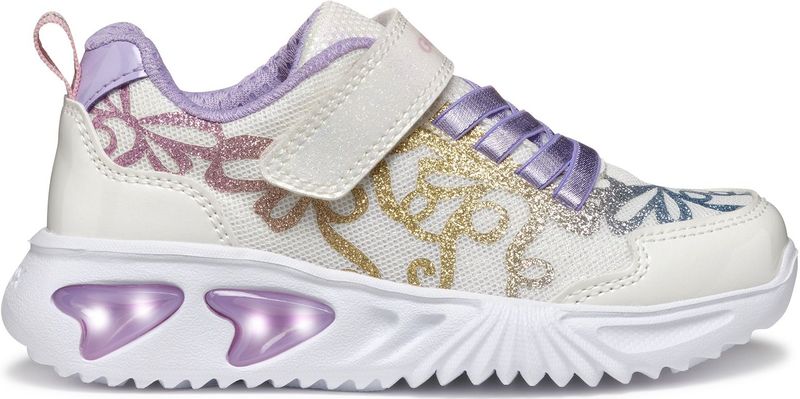Geox - ASSISTER GIRL - Sneakers - Wit/multicolour - Klittenbandschoen met Glitterstrikpatroon