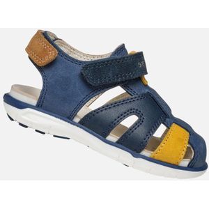 GEOX - DELHI - Sandalen - Donker Marineblauw/Donkerg geel - Gewaxt Leer/Suède