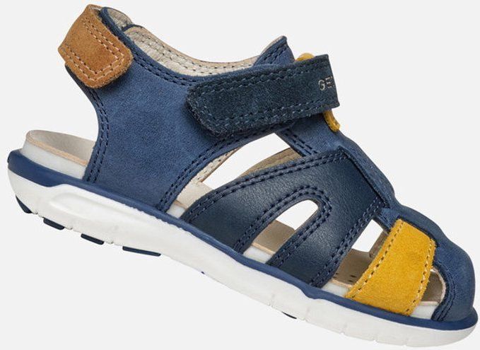 GEOX - DELHI - Sandalen - Donker Marineblauw/Donkerg geel - Gewaxt Leer/Suède