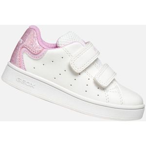 GEOX ECLYPER Sneakers - WIT/ROZE - Lederlook - Lage Sneakers voor Peuterm meisjes