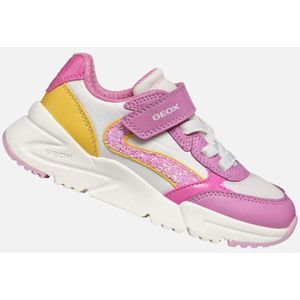 GEOX - LOFTUS - Sneakers - Donkerroze/Geel - Lederlook/Nylon
