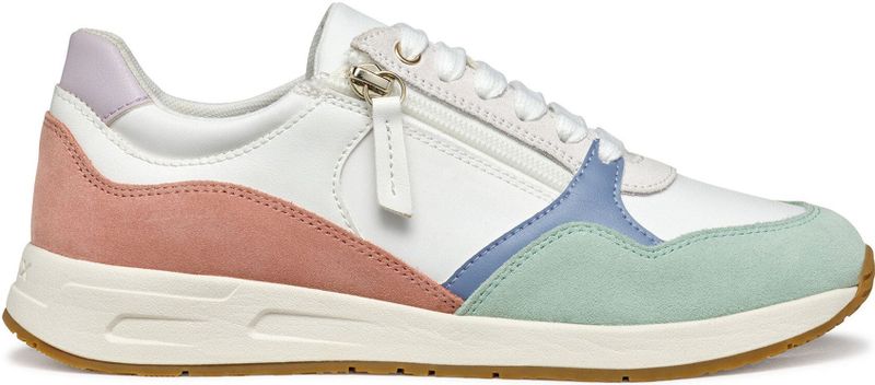 Geox - Dames Sneakers - Veelkleurig - Textiel en Suède