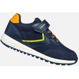 Geox - Alben B - Lage Sneakers - Marineblauw - Nylon en Leerachtig Materiaal