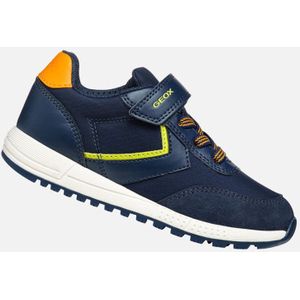 Geox - Alben B - Lage Sneakers - Marineblauw - Nylon en Leerachtig Materiaal
