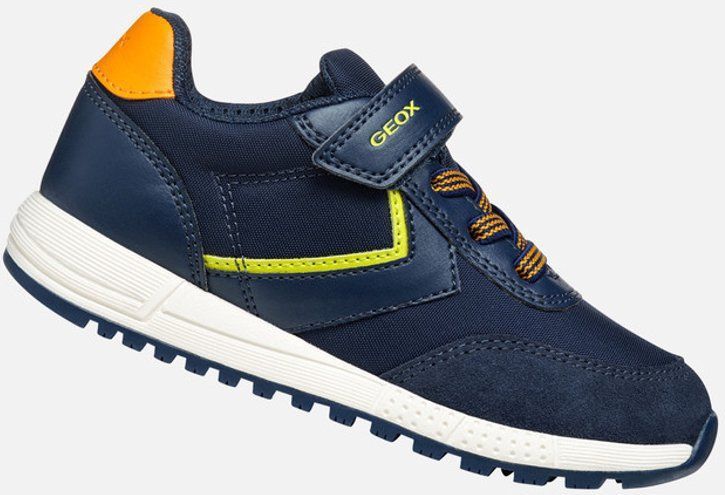 Geox - Alben B - Lage Sneakers - Marineblauw - Nylon en Leerachtig Materiaal