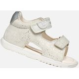 GEOX - MACCHIA Sandalen - Wit/Zilver - Geprint Suède en Lederlook
