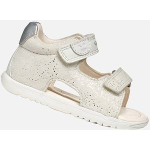 GEOX - MACCHIA Sandalen - Wit/Zilver - Geprint Suède en Lederlook