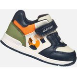GEOX - RISHON Sneakers - Marineblauw/Lichtoranje - Lederlook/Nylon