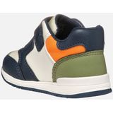 GEOX - RISHON Sneakers - Marineblauw/Lichtoranje - Lederlook/Nylon