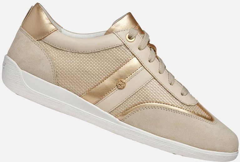 GEOX - MYRIA - Sneakers - Lichtgoud/Lichtbeige - Suède/Metallic Lederlook