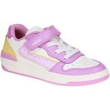 GEOX - WASHIBA Sneakers - Donkerroze/Geel - Lederlook/Textiel/Glittermateriaal