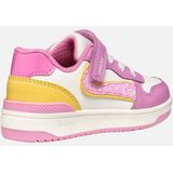 GEOX - WASHIBA Sneakers - Donkerroze/Geel - Lederlook/Textiel/Glittermateriaal