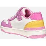 GEOX - WASHIBA Sneakers - Donkerroze/Geel - Lederlook/Textiel/Glittermateriaal