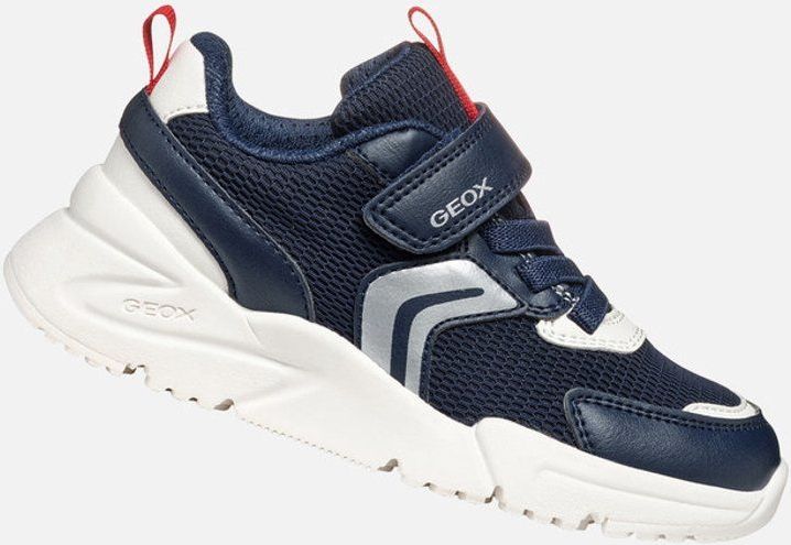 GEOX - LOFTUS Sneakers - Marineblauw/Rood - Mesh en Lederlook