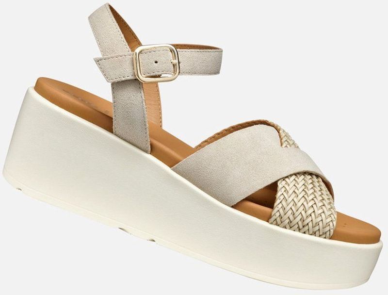 GEOX - XAND 2.2S - Sandalen - Lichte Taupekleur - Suède Bovenwerk