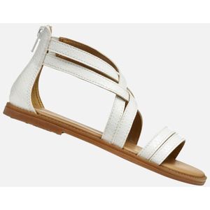 GEOX - KARLY - Sandalen - WIT - Geprint Lederlook - Platte Meisjessandaal