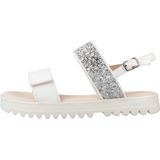 GEOX - CORALIE - Sandalen - Wit/Lichtzilver - Lederlook/Textiel/Glittermateriaal