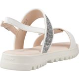 GEOX - CORALIE - Sandalen - Wit/Lichtzilver - Lederlook/Textiel/Glittermateriaal