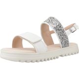 GEOX Coralie - Sandalen - Wit/Lichtzilver - Lederlook/Textiel/Glittermateriaal