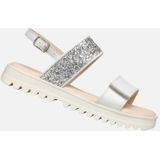 GEOX - CORALIE - Sandalen - Wit/Lichtzilver - Lederlook/Textiel/Glittermateriaal